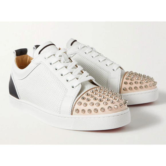 Christian Louboutin Louis Junior Spikes Orlato Flat White Low Top Sneakers 44 11 - Picture 3 of 12
